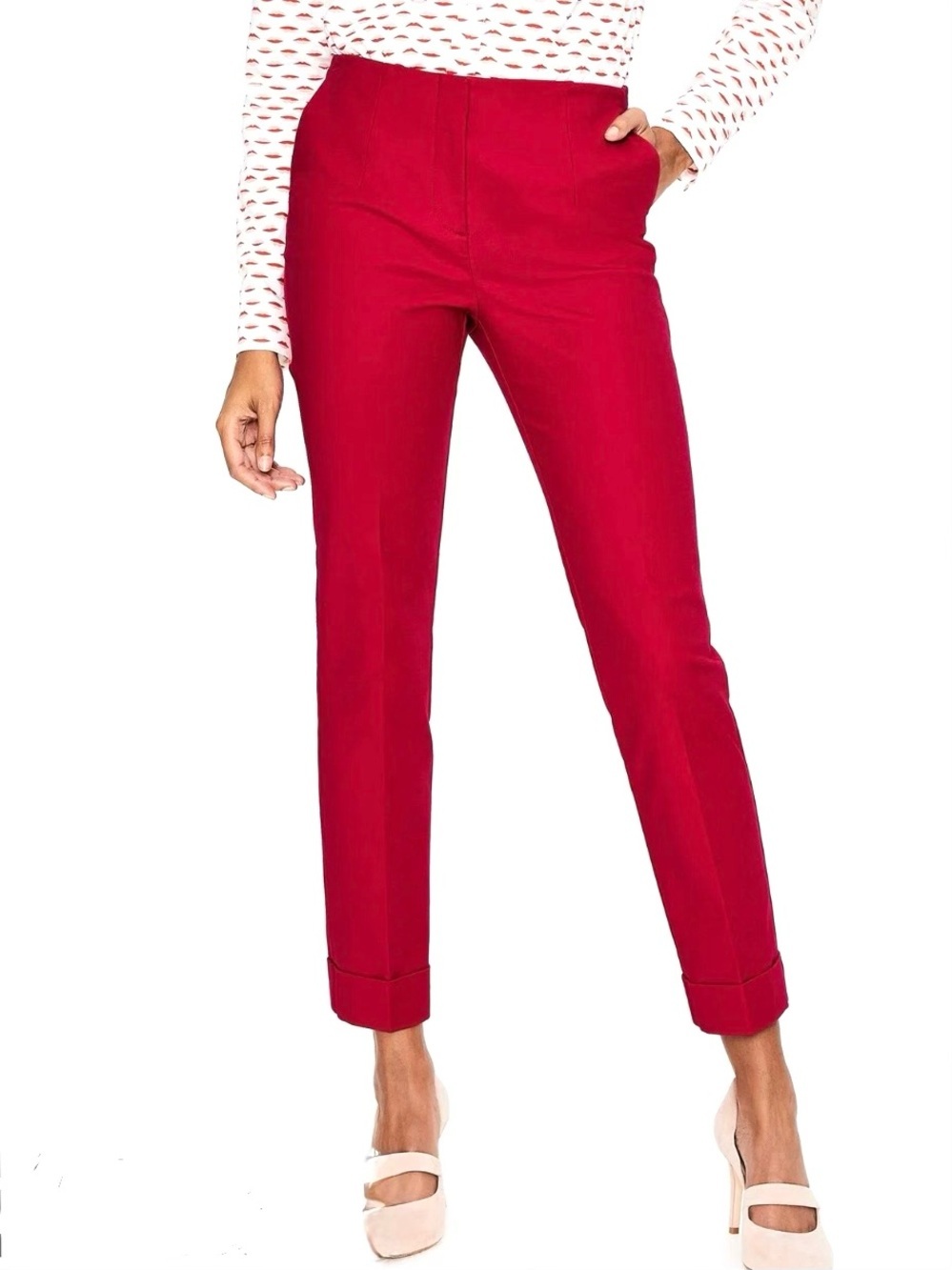 Boden Kensington Turn Up Trouser Pants Red